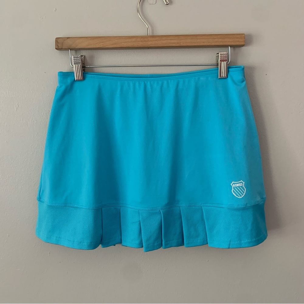 K-Swiss Turquoise Teal Blue Mini Pleated Athletic Golf Tennis Skort Size Small